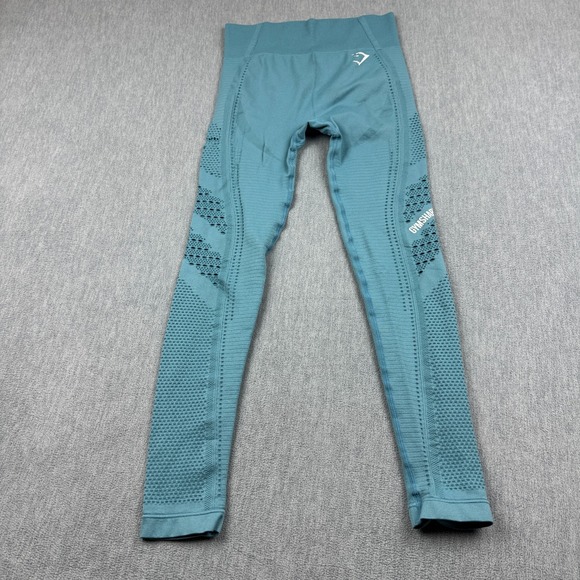 Gymshark Pants - Gymshark Leggings Womens Small Blue Flawless Knit Tight 26" Yoga Gym Pants